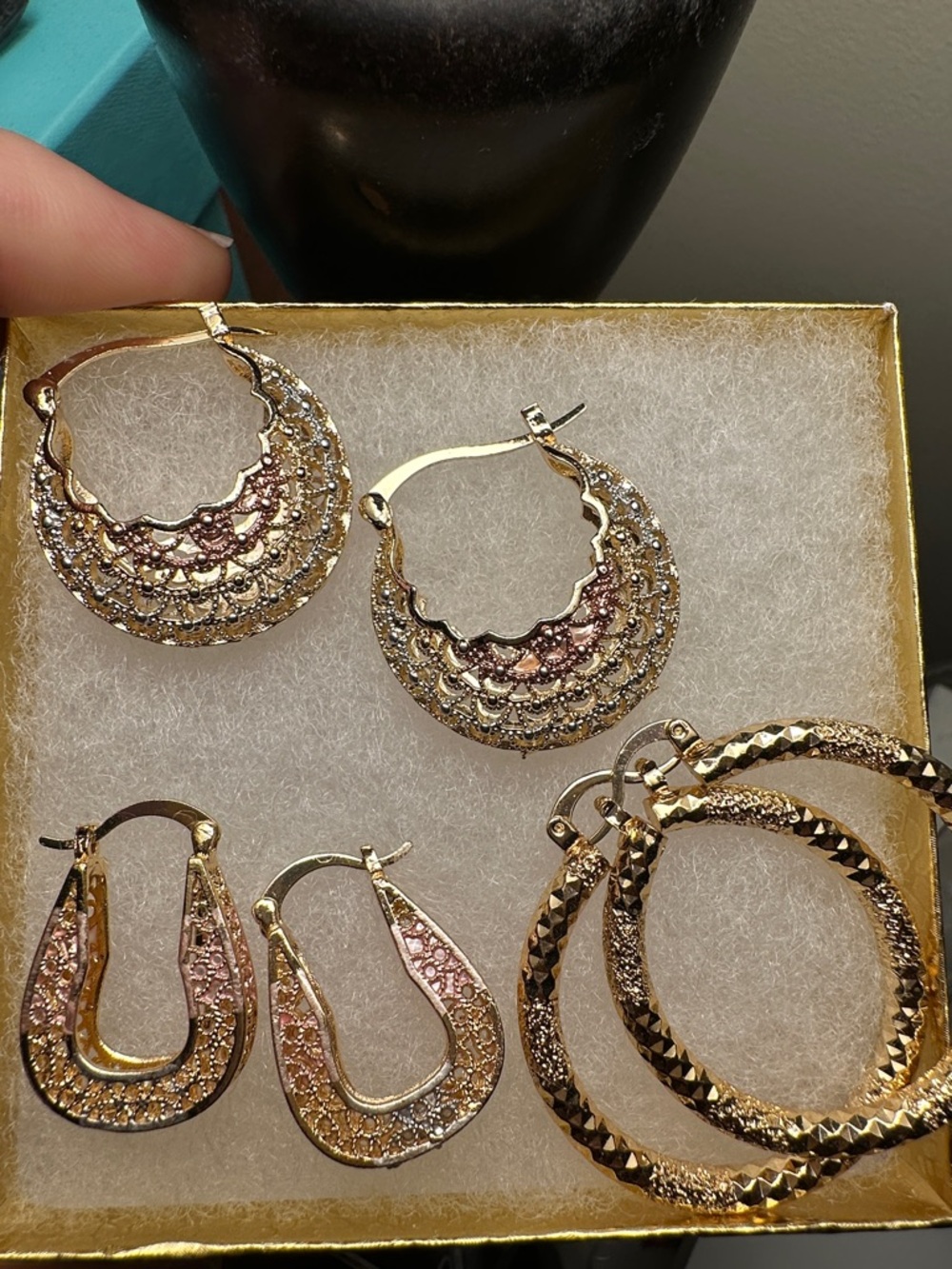 Gold-Tone Mixed Hoop and Dangle Earring Set - Gold